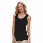 Women's Croft & Barrow&reg; Pleated Scoopneck Tank, Size: Large, Black