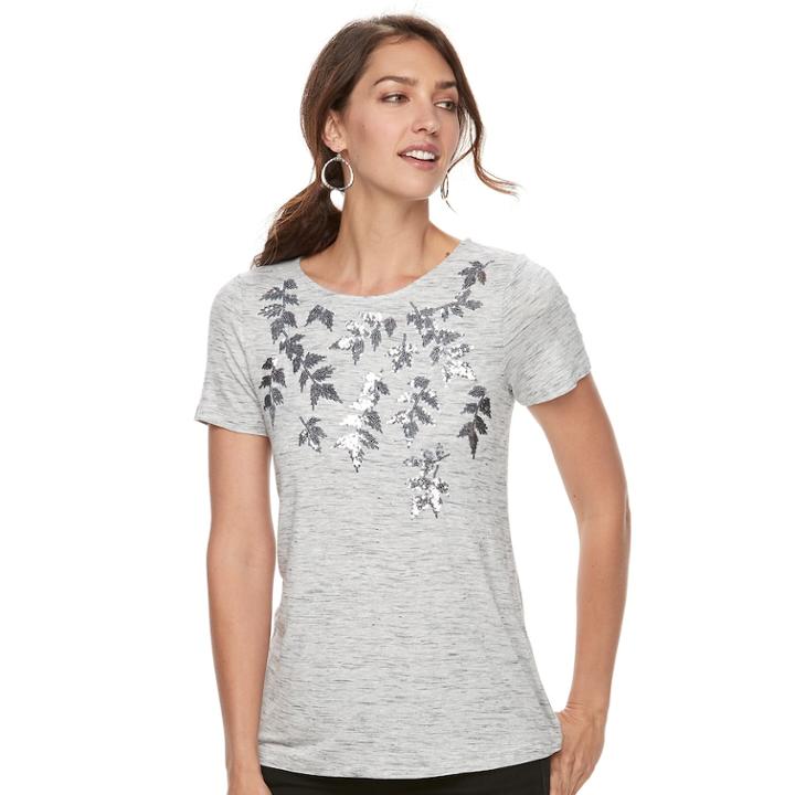 Women's Apt. 9&reg; Embellished Tee, Size: Medium, Med Grey