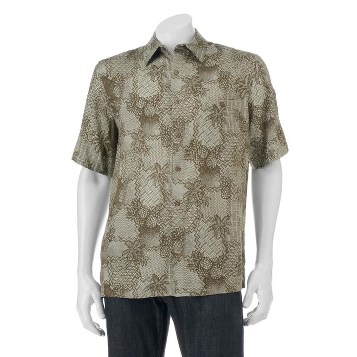 Men's Batik Bay Tropical Casual Button-down Shirt, Size: Xl, Green Oth