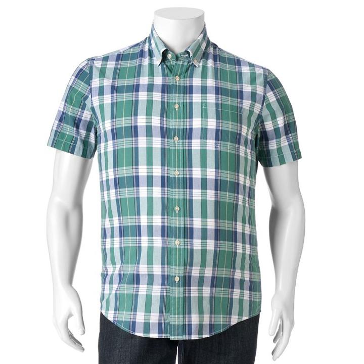 Big & Tall Sonoma Goods For Life&trade; Modern-fit Plaid Poplin Button-down Shirt, Men's, Size: Xl Tall, Med Green