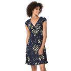 Women's Chaps Floral Surplice Empire Dress, Size: Xl, Blue (navy)