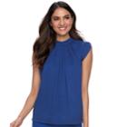 Women's Elle&trade; Pleated Mockneck Top, Size: Medium, Blue
