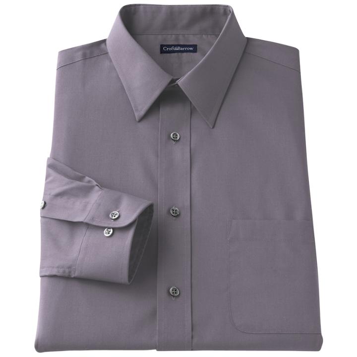Men's Croft & Barrow&reg; Classic-fit Easy Care Point-collar Dress Shirt, Size: 16-32/33, Grey