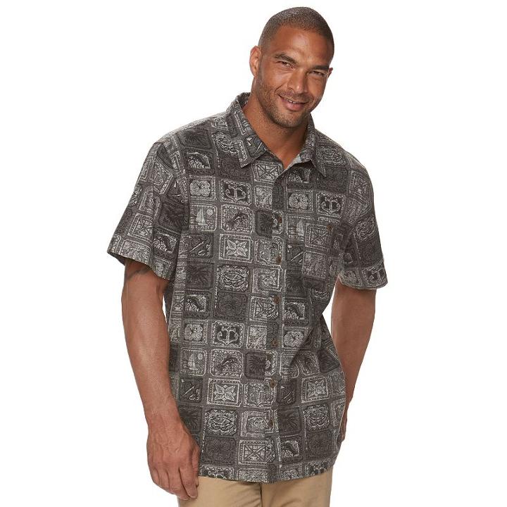 Big & Tall Croft & Barrow&reg; True Comfort Regular-fit Stretch Crosshatch Button-down Shirt, Men's, Size: L Tall, Grey