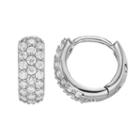 Jennifer Lopez Red Carpet Ready Cubic Zirconia Pave Huggie Hoop Earrings, Women's, Silver