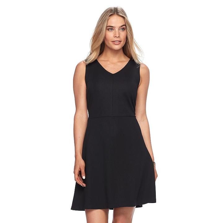 Women's Apt. 9&reg; Ponte Fit & Flare Dress, Size: Medium, Black
