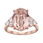 14k Rose Gold Plated Vintage Rose Crystal Oval Ring, Women's, Size: 8, Pink