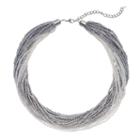 Gray Seed Bead Torsade Necklace, Women's, White
