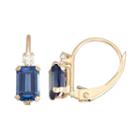 10k Gold Emerald-cut Lab-created Sapphire & White Zircon Leverback Earrings, Women's, Blue