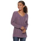 Women's Sonoma Goods For Life&trade; Trellis Cable-knit Sweater, Size: Medium, Med Purple