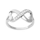 Journee Collection Cubic Zirconia Sterling Silver Heart Infinity Ring, Women's, Size: 8, Grey