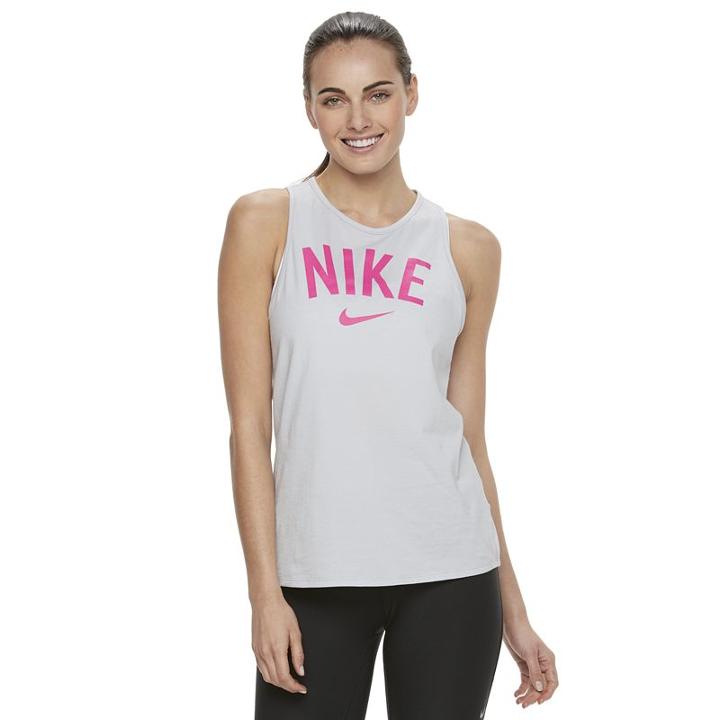 Women's Nike Dri-fit Graphic Tank Top, Size: Large, Grey (charcoal)