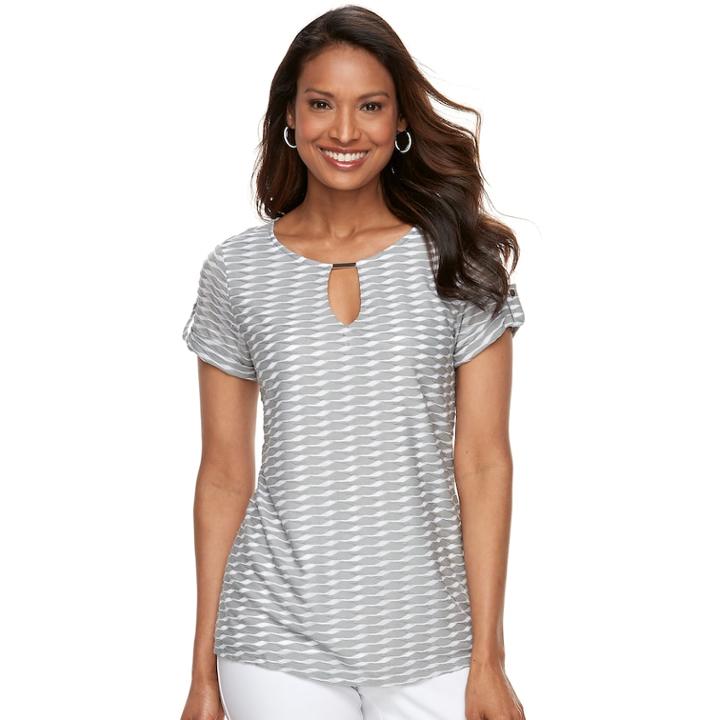 Women's Dana Buchman Textured Metal Accent Top, Size: Large, Med Grey
