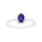 Sterling Silver Amethyst & Diamond Accent Oval Halo Ring, Women's, Size: 5, Purple