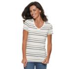 Women's Croft & Barrow&reg; Essential Classic V-neck Tee, Size: Xl, White