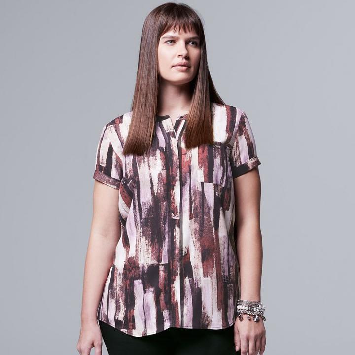 Plus Size Simply Vera Vera Wang Popover Top, Women's, Size: 3xl, Grey (charcoal)