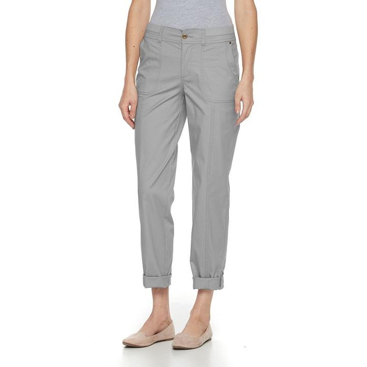 Women's Croft & Barrow&reg; Twill Convertible Pants, Size: 10, Grey