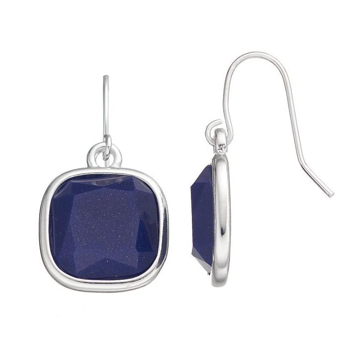 Chaps Square Drop Earrings, Women's, Navy