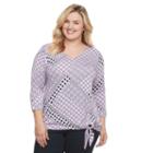 Plus Size Croft & Barrow&reg; Side-tie V-neck Tee, Women's, Size: 1xl, Purple