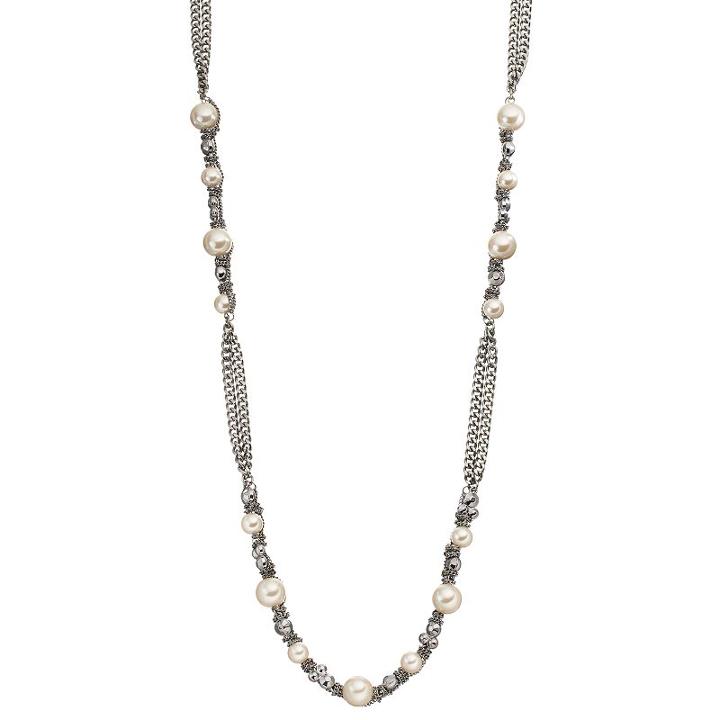 Simply Vera Vera Wang Simulated Pearl Chain Long Necklace, Women's, White