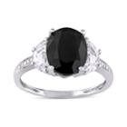 Stella Grace Sterling Silver Black Sapphire, Lab-created White Sapphire & Diamond Accent Ring, Women's, Size: 7