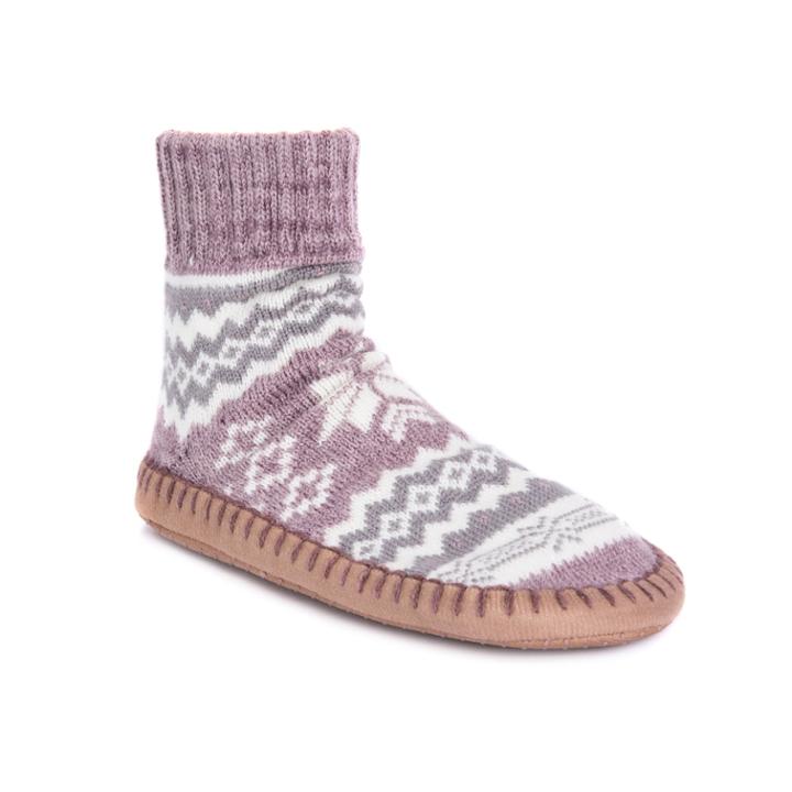 Women's Muk Luks Short Slipper Socks, Size: L-xl, Brt Purple