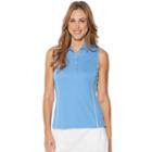 Women's Grand Slam Ruched Sleeveless Golf Polo, Size: Large, Light Blue