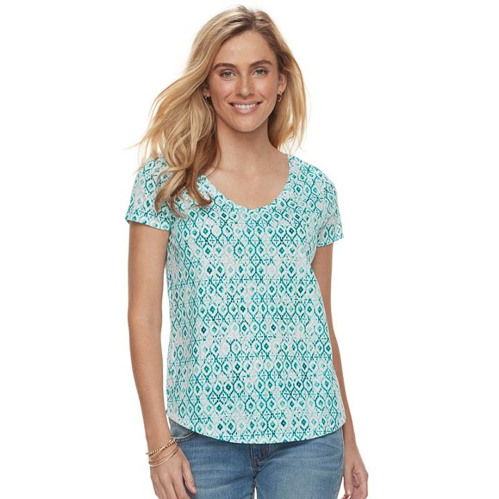 Women's Sonoma Goods For Life&trade; Slubbed V-neck Tee, Size: Small, Turquoise/blue (turq/aqua)