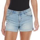 Women's Jennifer Lopez Midrise Cuffed Twill Shorts, Size: 14, Blue