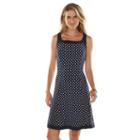Petite Chaps Polka-dot Fit & Flare Dress, Women's, Size: Xl Petite, Blue (navy)