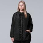 Plus Size Simply Vera Vera Wang 10th Anniversary Beaded Luxe Windbreaker, Women's, Size: 1xl, Black