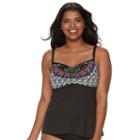 Plus Size Apt. 9 Geometric Tankini Top, Women's, Size: 3xl, Black