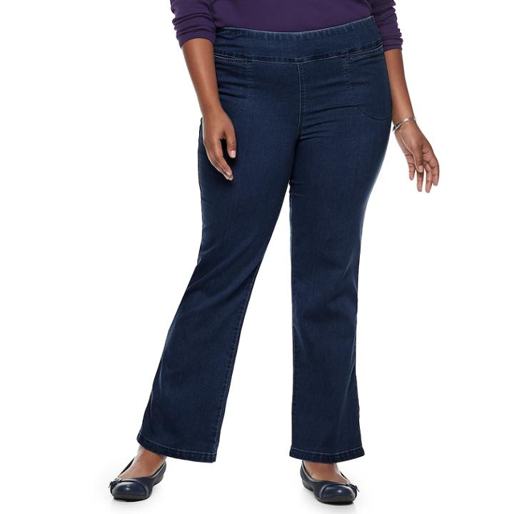 Plus Size Croft & Barrow&reg; Pull-on Mid-rise Bootcut Jeans, Women's, Size: 2x Short, Dark Blue