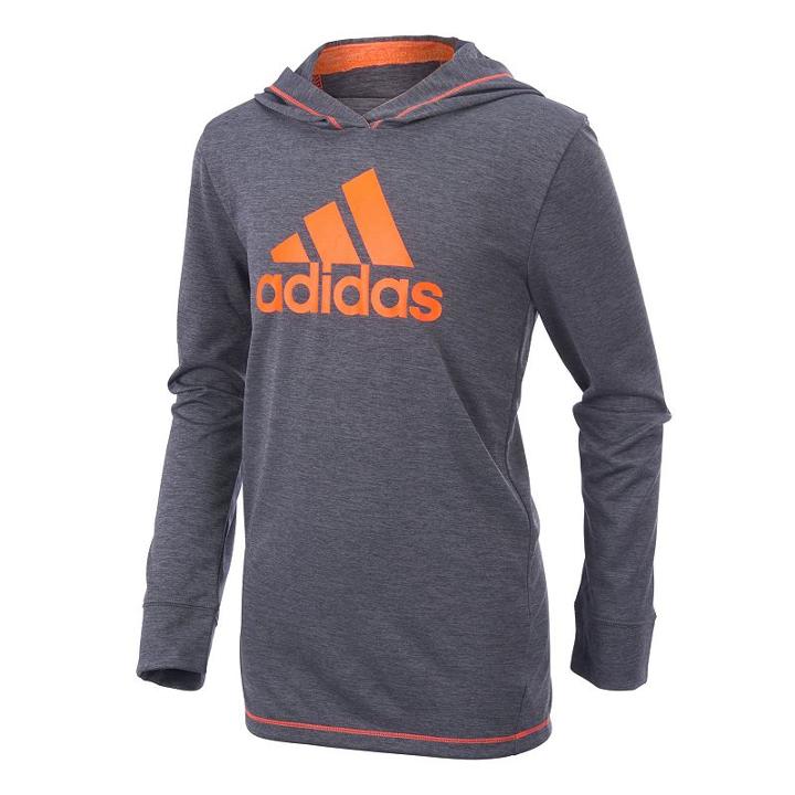 Boys 8-20 Adidas Climalite Hooded Tee, Size: Small, Dark Grey