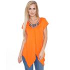 Women's White Mark Embellished Handkerchief Tee, Size: Xl, Orange
