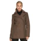 Women's Braetan Hooded Double-breasted Peacoat, Size: Xl, Brown