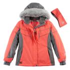 Girls 7-16 Zeroxposur Faux-fur Trim Fleece-lined Heavyweight Jacket & Ear Muff Headband Set, Size: 16, Med Pink