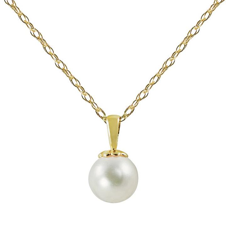 14k Gold Akoya Cultured Pearl Pendant, Women's, Size: 18, White