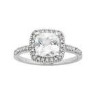Lab-created White Sapphire & 1/5 Carat T.w. Diamond 10k White Gold Halo Ring, Women's, Size: 7