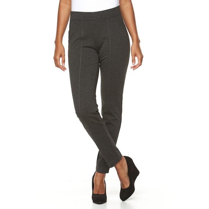 Women's Croft & Barrow&reg; Pull-on Skinny Ponte Pants, Size: Large, Dark Grey