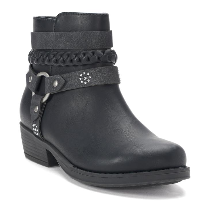 So&reg; Dakota Girls' Ankle Boots, Size: 3, Black