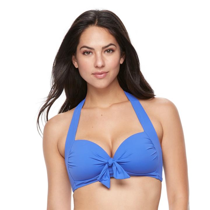 Women's Apt. 9&reg; Tie Front Bandeau Bikini Top, Size: Xl, Blue
