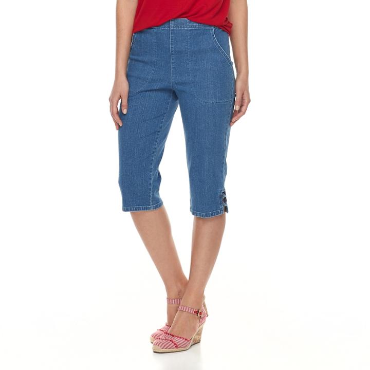 Women's Croft & Barrow&reg; Lace-up Hem Skimmer Capris, Size: Xlrg Av/rg, Blue
