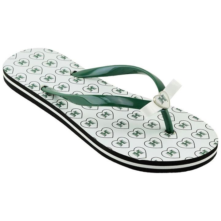Women's Hawaii Warriors Bow Flip-flops, Size: Small, Green