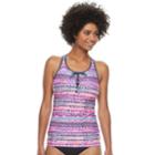 Women's Free Country Strappy Lace-up Tankini Top, Size: Medium, Med Red