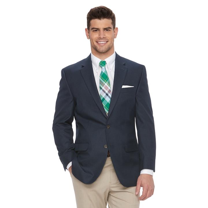 Men's Chaps Classic-fit Patterned Sport Coat, Size: 46 Long, Blue (navy)