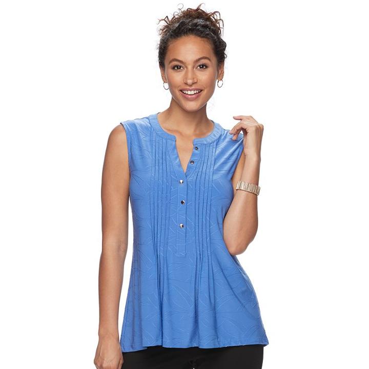 Women's Croft & Barrow&reg; Pintuck Jacquard Top, Size: Medium, Blue (navy)