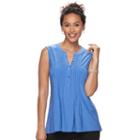 Women's Croft & Barrow&reg; Pintuck Jacquard Top, Size: Medium, Blue (navy)