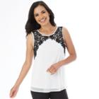 Women's Apt. 9&reg; Solid Floral Applique Tank, Size: Regular, White Oth