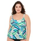 Plus Size Costa Del Sol Palm Leaf Tankini Top, Women's, Size: 0x, Turquoise/blue (turq/aqua)